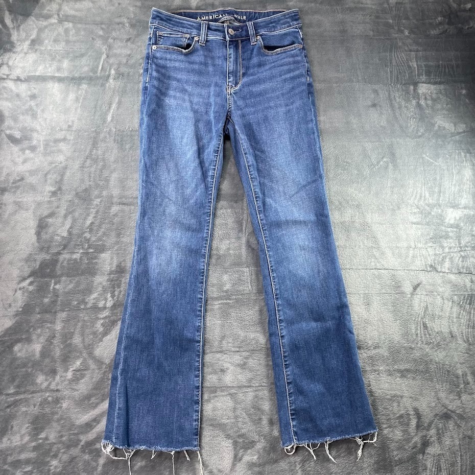 American Eagle Jeans Womens 2 Short Bootcut High Rise Skinny Kick Boot Stretch